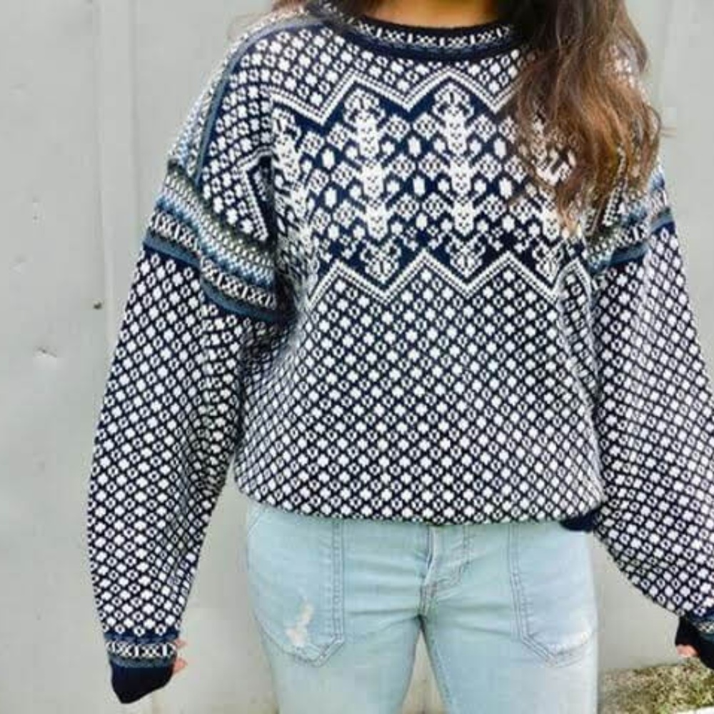 Vintage Blue Sweater Nautical Style Size Medium